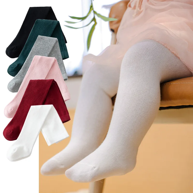 Baby Girl Tights Elastic Waist Solid Color Stockings for Casual Daily Wear Soft Long Socks 0-24Months New Born Toddler Clothes