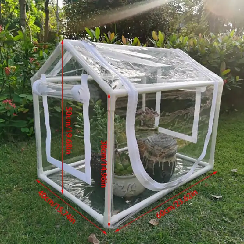 Portable Greenhouse Mini Gardening Rain Cover with Rack and Rolled-up Front Door Greenhouse for Growing Plants Seedlings Herbs