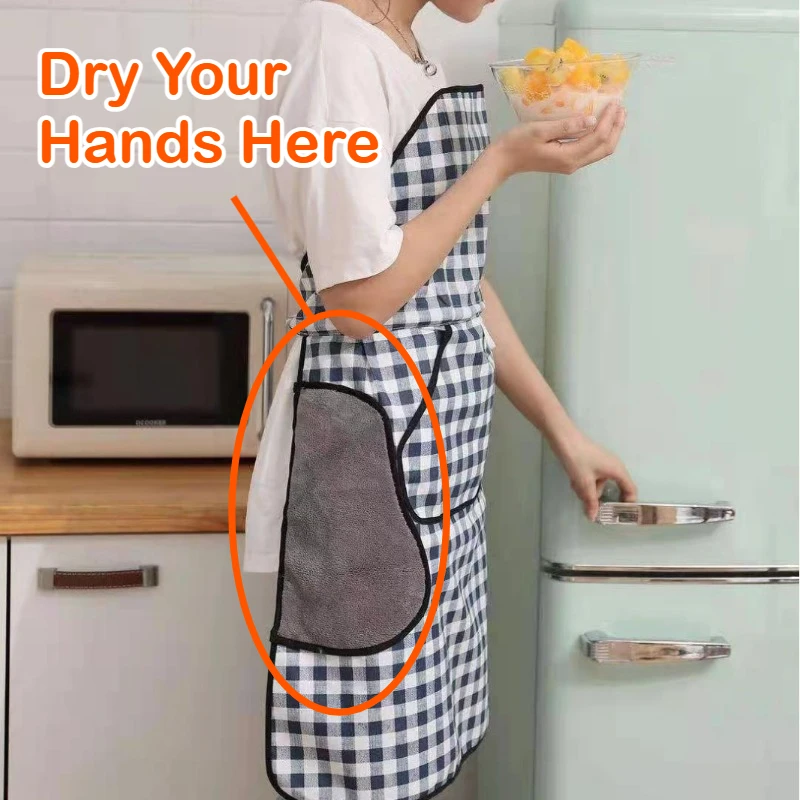 No Tie Automatic Apron Oil Resistant Modern Design Wholesale Kitchen Workwear Hand Wiping Function Home Use Automatic Convenient