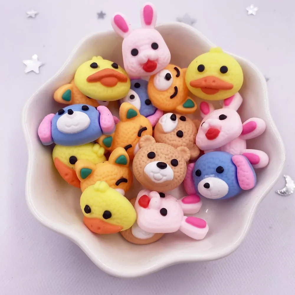 20 قطعة بولي كلوريد الفينيل الملونة Kawaii الكرتون الدب الكلب بطة الثعلب الأرنب فلاتباك لينة الغراء سجل القصاصات التماثيل ديكور DIY بها بنفسك مجوهرات ديكور الحرف