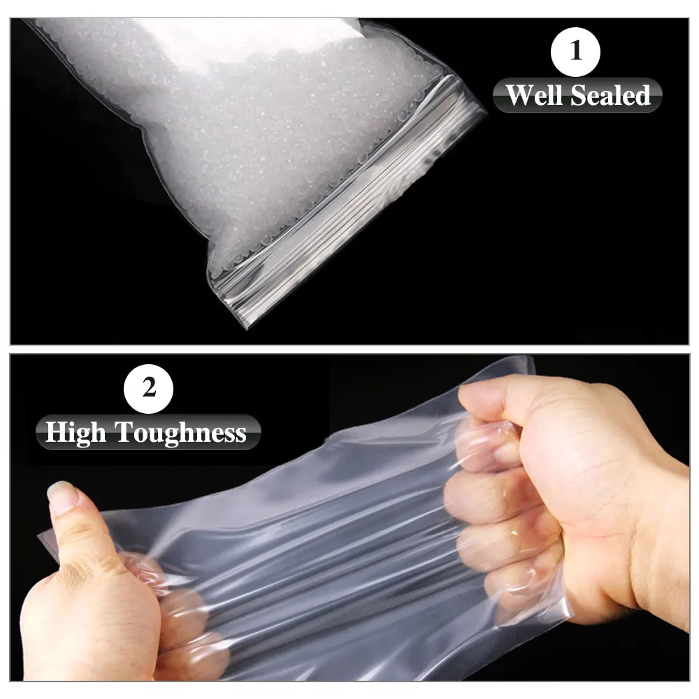 100PCS 0.1mm Heavy Duty Poly Zipper Bags Plastic Bags Clear Easy Zip Open Close Ziplock Bag Strong Locking Seal Food Grade Safe