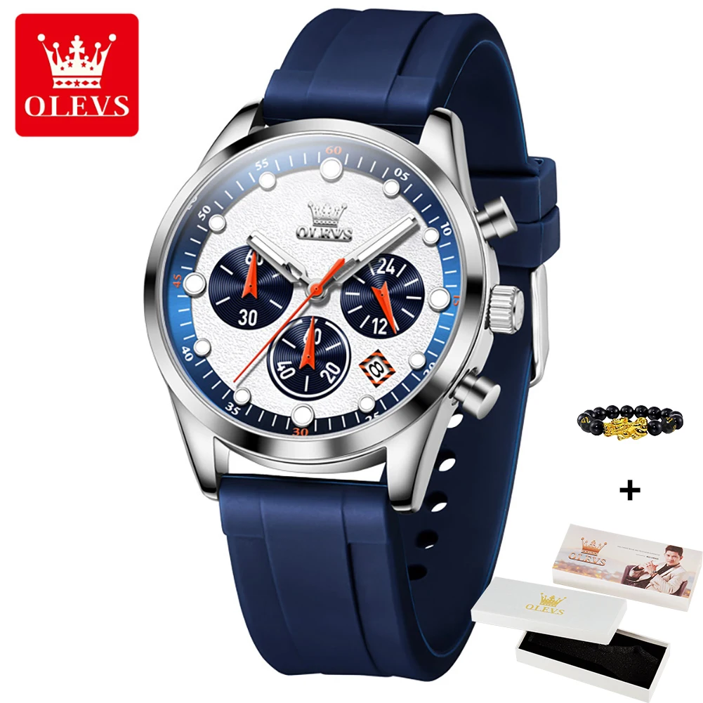 Olevs neue Sport Chronograph Quarzuhr für Männer wasserdichtes Silikon armband Mann Uhren Top Marke Mode Handuhr