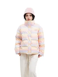 Woman ClothingWhite Duck For Women, Windproof Standing Collar, Versatile Down Coat, Winter Fashion, New, 2024