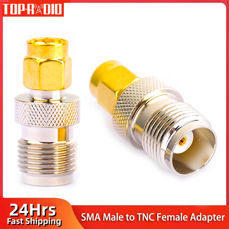 1 Piece SMA Male Plug to TNC Female Jack RF Adapter Copper Gold Plated Straight Coaxial Connector