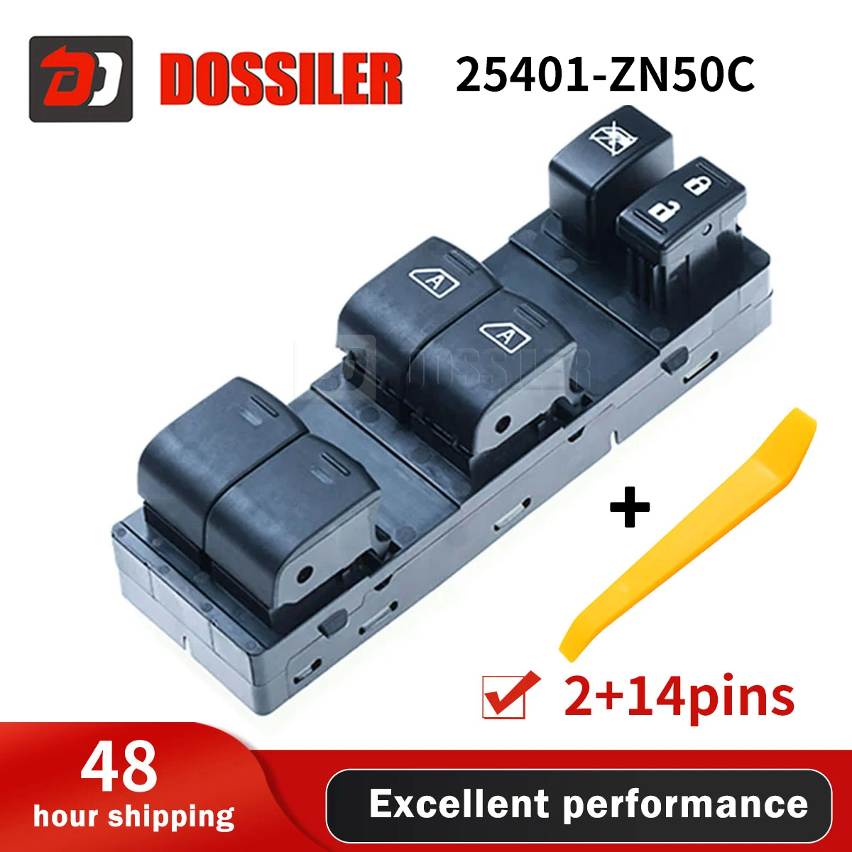 

25401-ZN50C Dossiler Power Window Master Control Switch Driver Side Left For Nissan Altima 4 Door 2007 2008 2009 2010 2011 2012