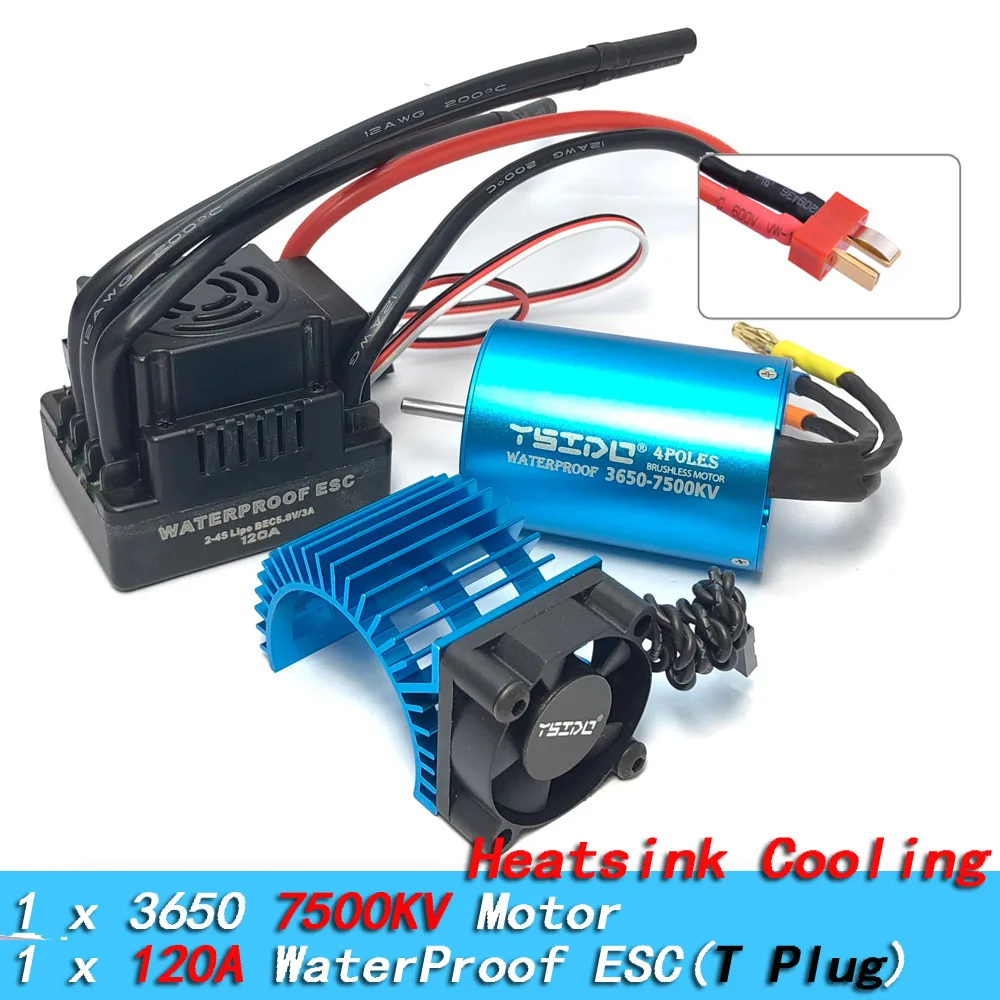 YSIDO 3650 Combo 5400KV 3600KV Borstelloze Motor 60A/80A/120A ESC voor 1/10 Traxxas HSP Tamiya Arrma RedCat RC Monster Truck auto