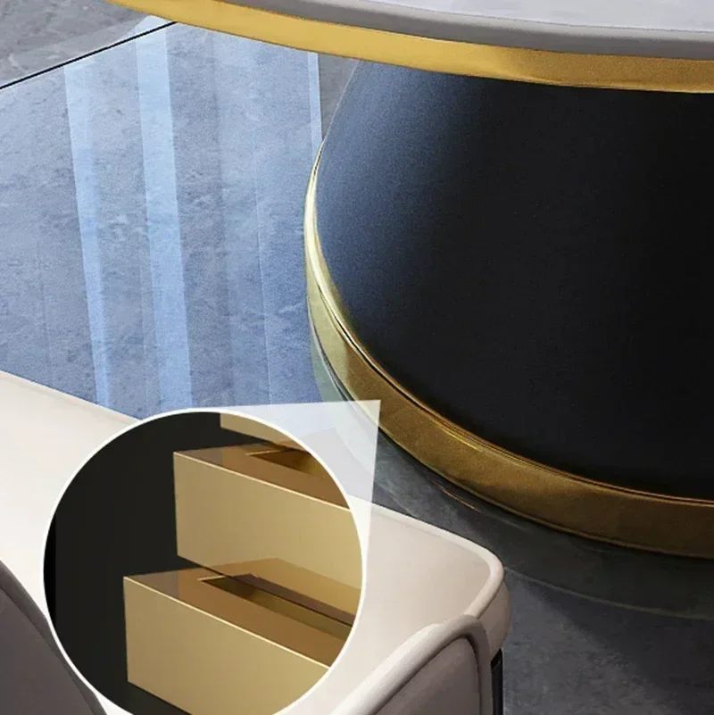 

Center Round Dining Tables Mobile Marble Stone Luxury Dining Table Mid Century Modern Multifunctional Tavolino Home Furniture