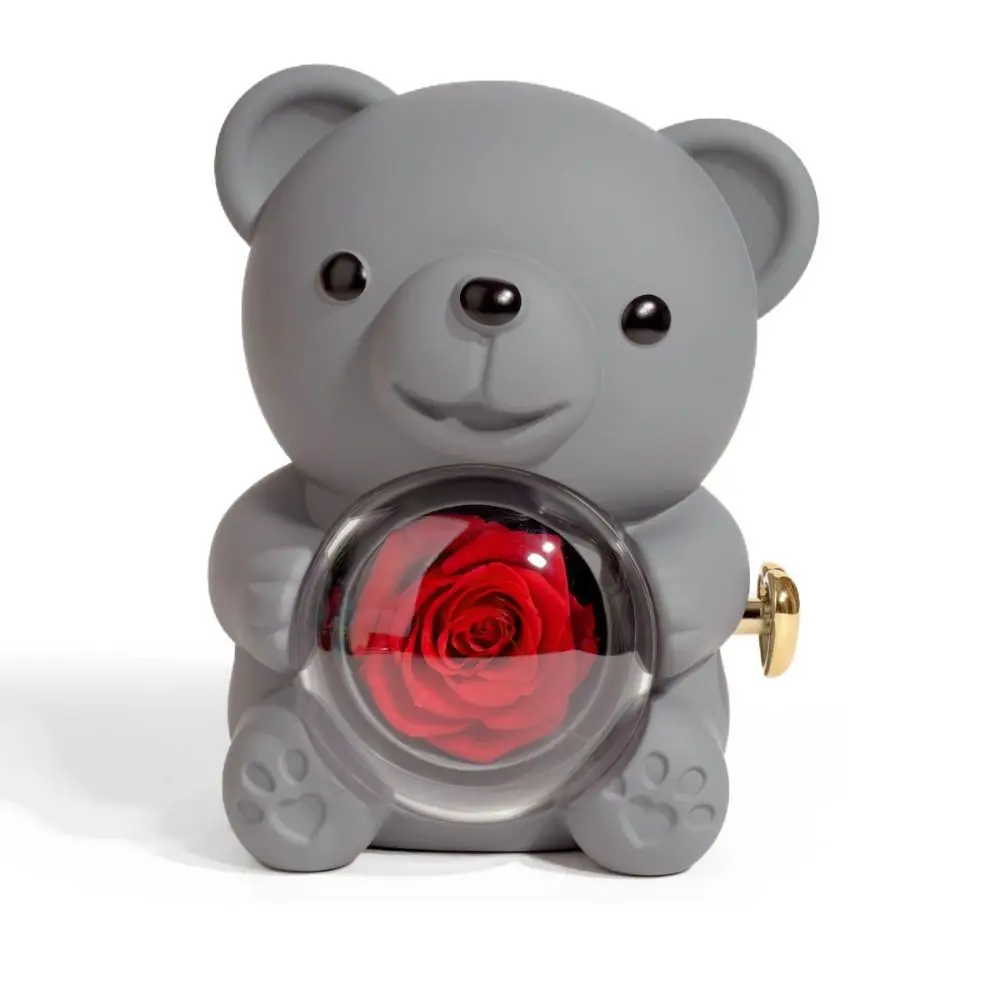 New Rotating Rose Jewelry Box Red Pink Bear Gifts Box collana Storage sapone Flower Ring Gift Case san valentino