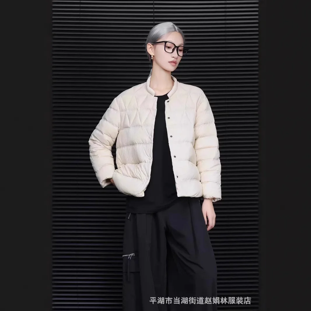 الشتاء المرأة أسفل سترة جديدة الوقوف طوق واحدة الصدر ألف خط الصلبة الأبيض بطة أسفل الحد الأدنى معاطف السترة غير رسمية الاتجاه #1