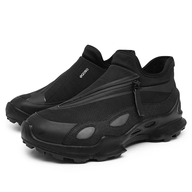 

New Man Sports Sneakers Black High Top Leather Cowhide Shoes Walking Shoes Anti Slip Durable Injection Form