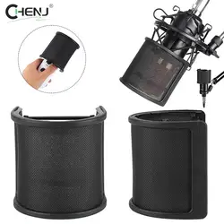 Universal Black Microphone Pop Filter Condenser Microphone PC Studio Recording Metal Windscreen For Mic Pop Screen Accessories