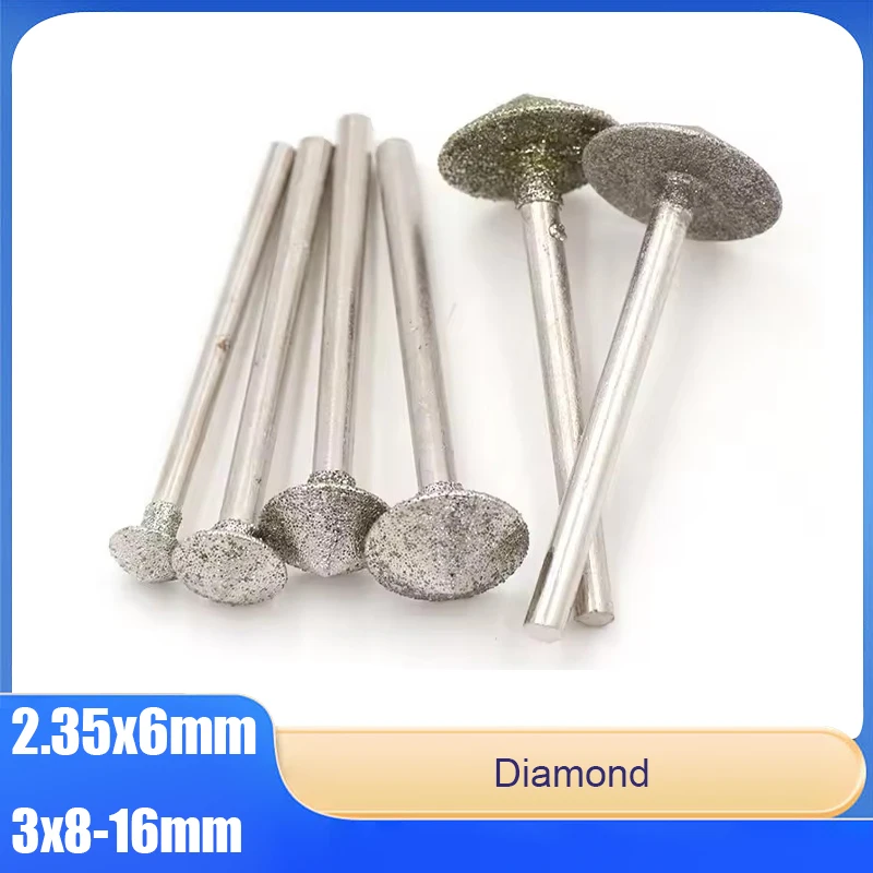 

1/2/5/10/20pcs Umbrella-Shaped Diamond Chamfering Grinding Heads Suitable for Jade and Glass Polishing Shank Diameter: 2.35/3mm
