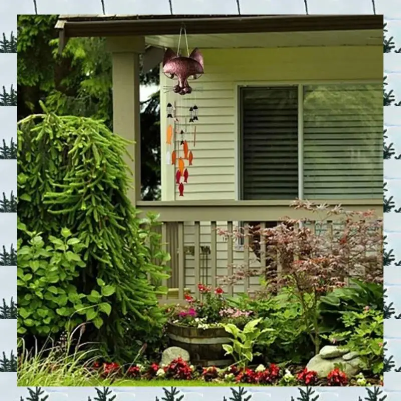 ABLG Metal Cat Fish Wind Chimes Fish Cat Cast Iron Wind Chimes Vintage Metal Wind Chimes Outdoor Soothing Melody For Garden