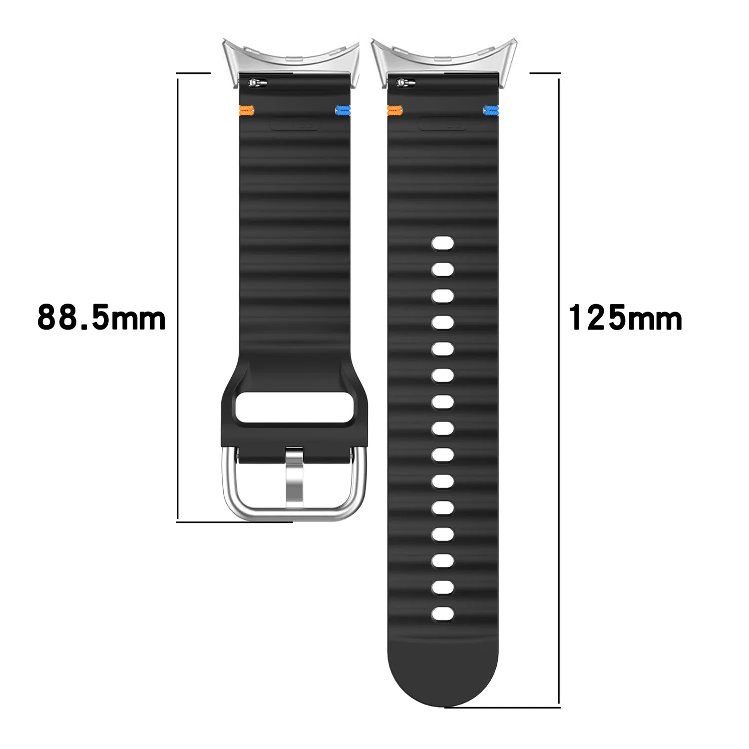 موجة مخيط حزام ساعة سيليكون لساعة جوجل بكسل 3 2 1 41 مللي متر 45 مللي متر المطاط سوار المعصم خياطة حزام (استيك) ساعة حزام #3