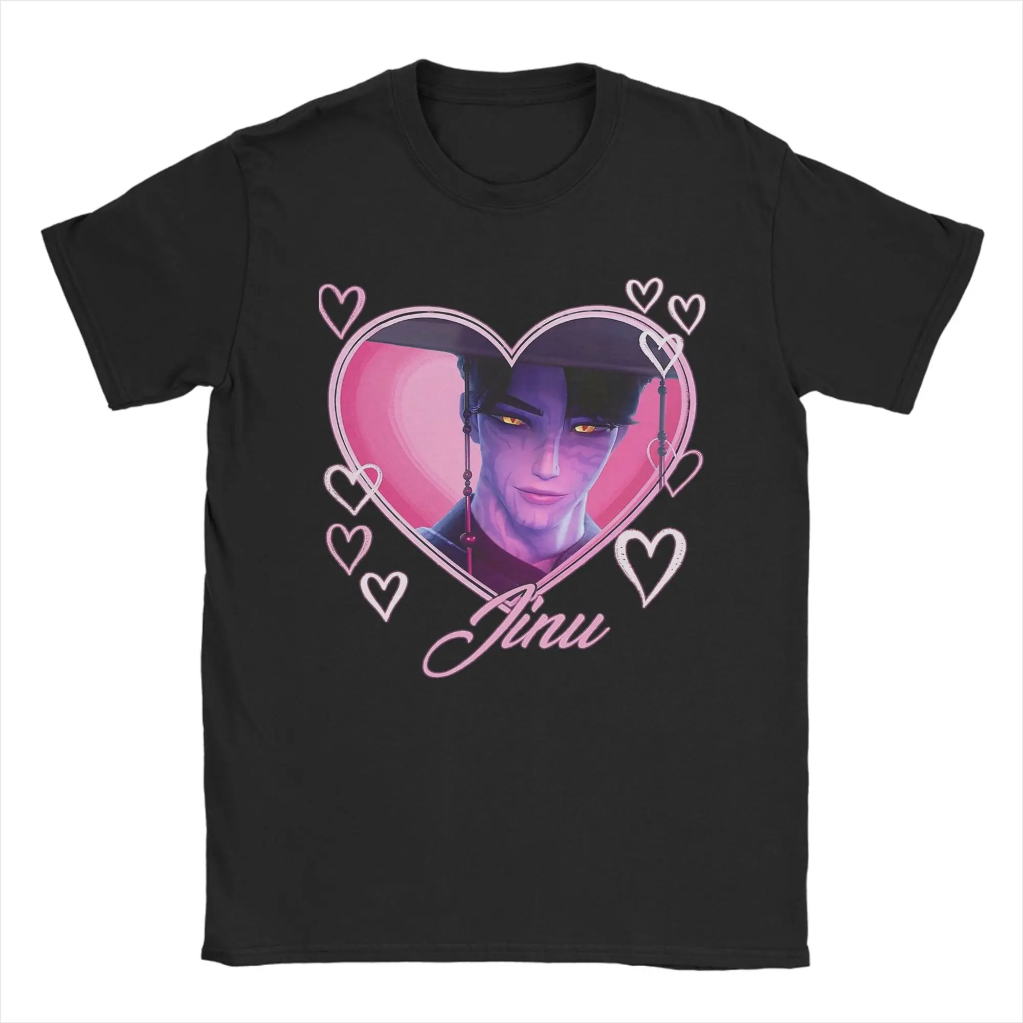 

Jinu Heart KPOP Demon Hunters Anime Men's T Shirts Huntrix Fashion Tee Shirt Short Sleeve Crew Neck T-Shirt Pure Cotton Tops