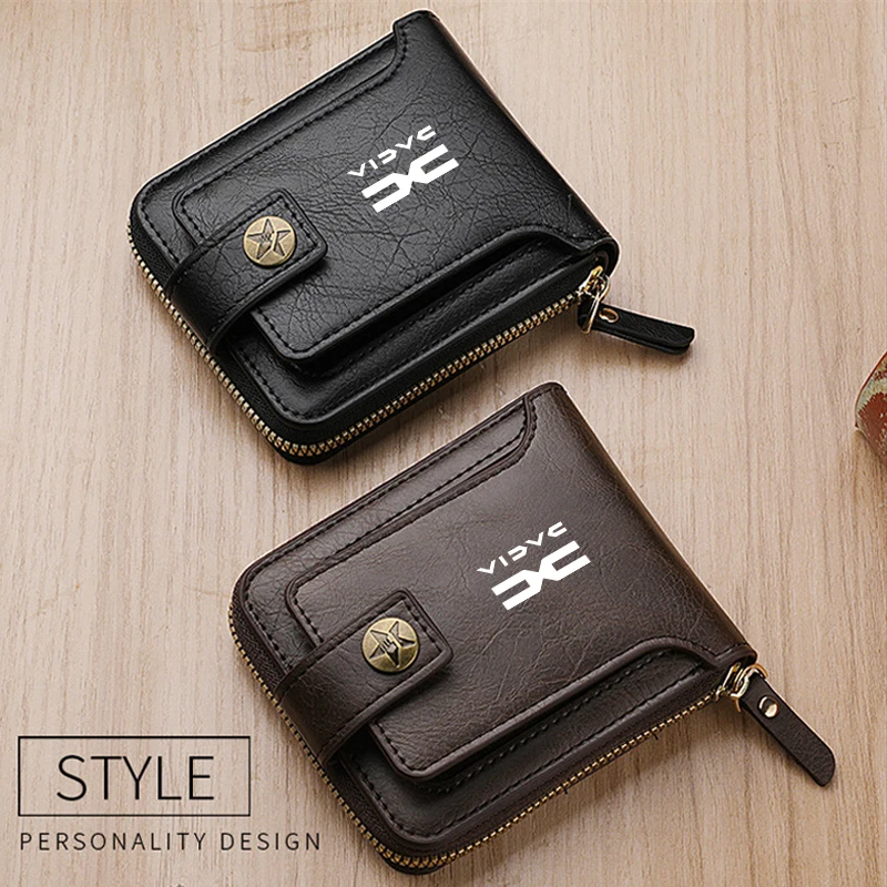 Portefeuille en cuir avec Logo de voiture, étui pour cartes, sac d'argent, porte-monnaie pour Dacia Duster Logan Sandero Lodgy Dokker Stepway
