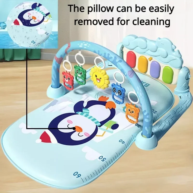 Baby Activity Gym Play Mat with Lights & Music Play Piano Gym Early Development Baby Kicking Toys Gifts for Newborn Infants