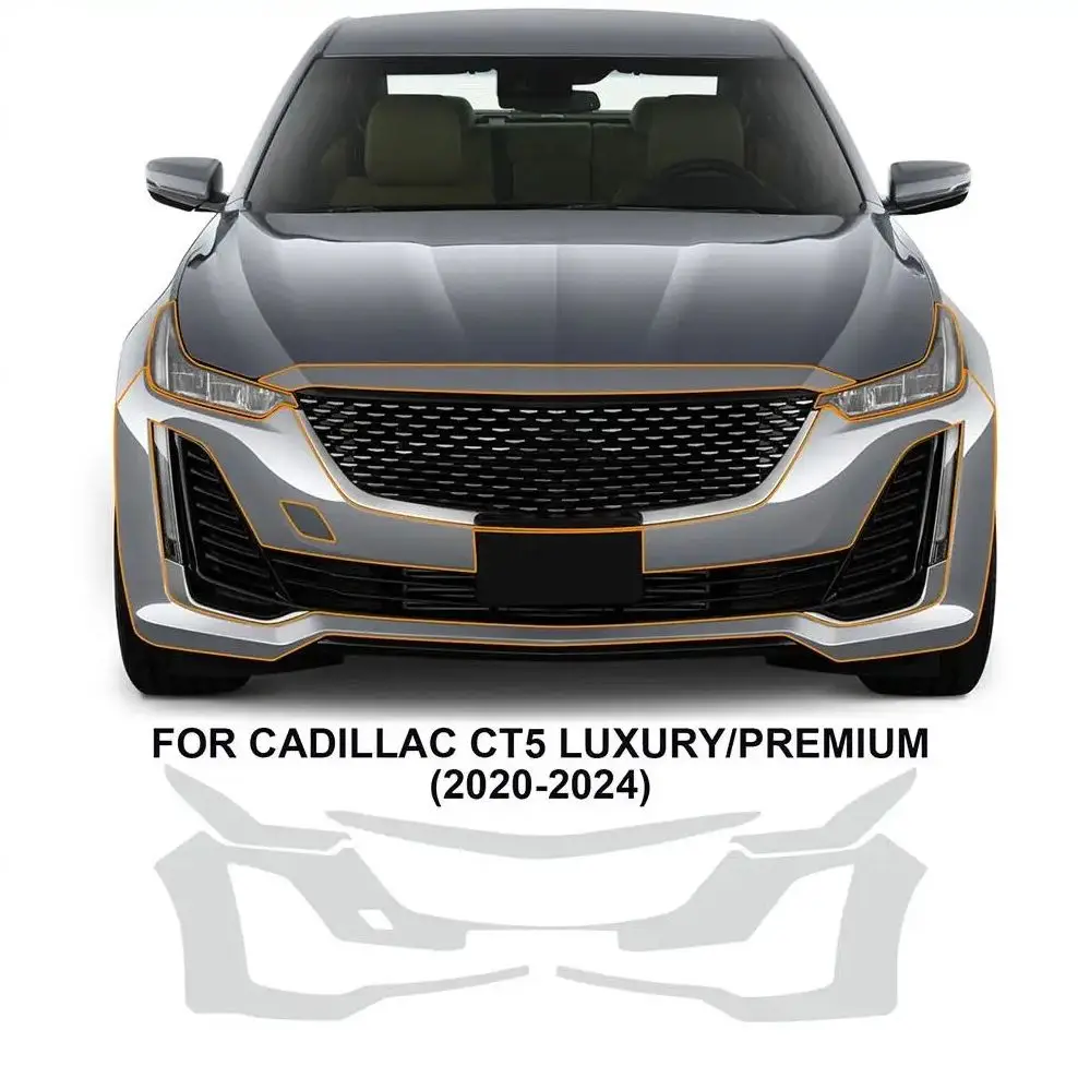 

For Cadillac CT5 Luxury 2020-2024 TPU Bumper Scratch-Resistant Self-Healing Paint Protection Film Invisible Pre-cut PPF ﻿Kit
