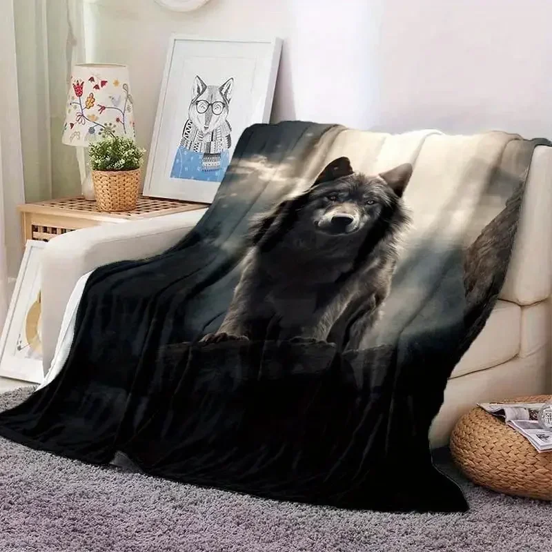 

Cosy Wolf Print Super Soft, Lightweight and Warm Sheep Blanket Perfect for Family or Friends As Gift Customized Pattern