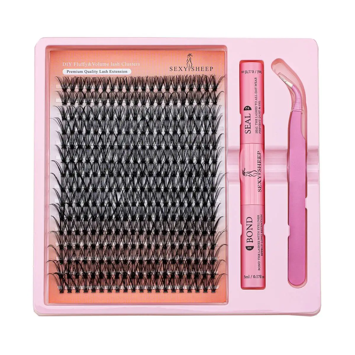 DIY Eyelash Extension Kit Individual Lashes Cluster 30-100D Thick fluffy 12-18mm Mix Lash Clusters Bond and Seal and Tweezers