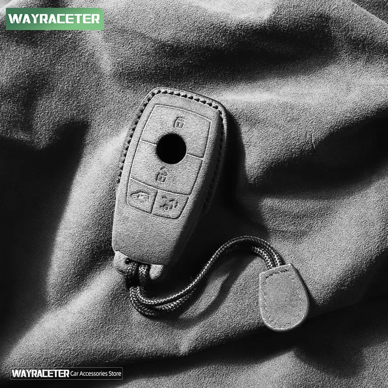 Super Top Italian Suede Leather Car Key Case Cover Proective Bag For Mercedes Benz V300 W447 AMG V Class Facelift 2024 2025 2026