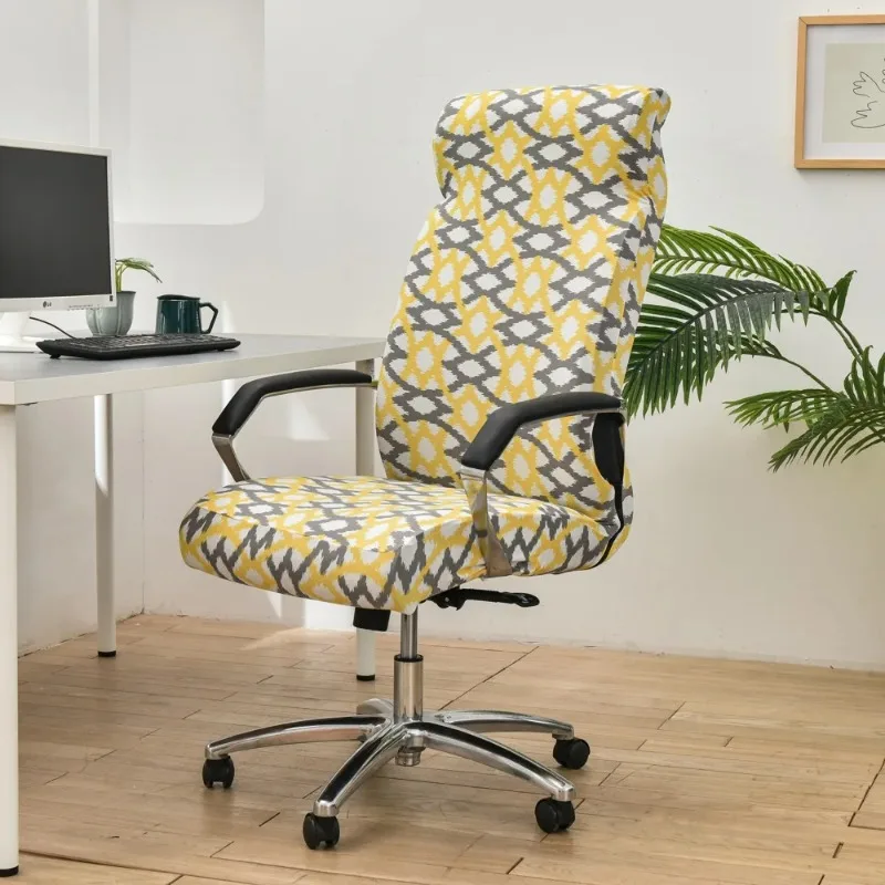 1pcs M/L Printed Stretch Spandex Computer Rotating Chair Cover with Durable Zipper Removable Anti-dust Office Chair Slipcover