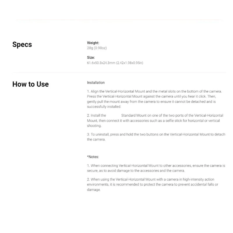 لـ Insta360 Ace Pro / Ace أجزاء دعامة تثبيت عمودية أفقية لـ Insta360 Ace Pro & Ace-POS