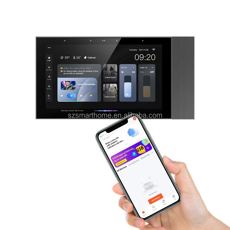 7-Inch Purple Bee Tuya smart music sound system scene control, with wall amplifier 4 * 25w ceiling speaker home theater system