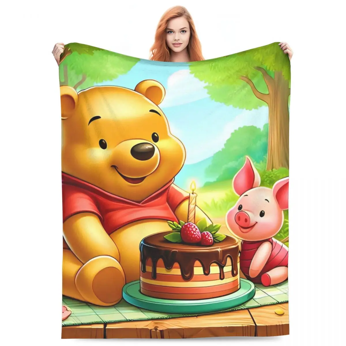 Winnie Pooh Bear Cartoon Blanket Quality Warm Bedding Throws Autumn Airplane Travel Outdoor Novelty Bedspread