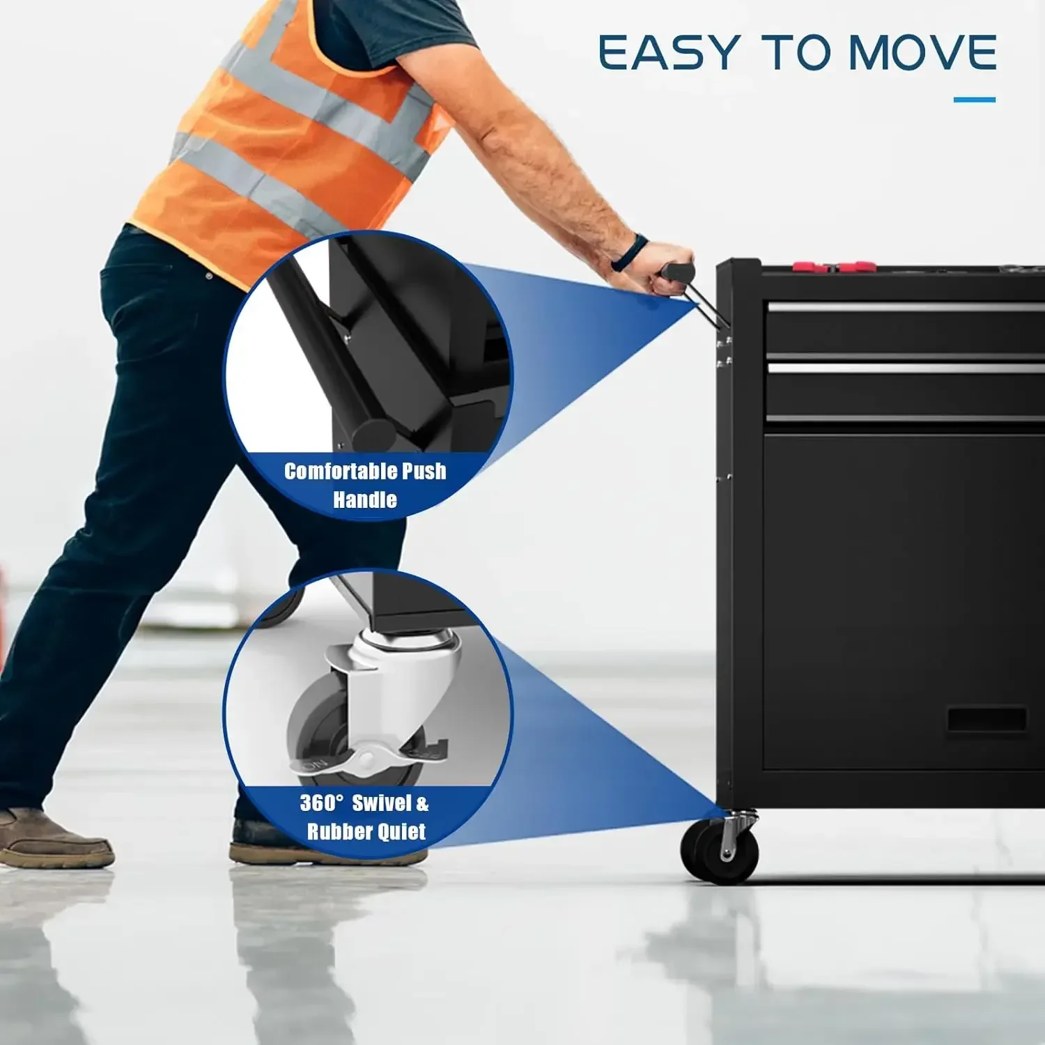 Lemari Alat Penggulung Tugas Berat 8 Laci |   Kabinet Perkakas Logam 2-in-1 yang Dapat Dilepas dengan Laci & Roda yang Dapat Dikunci untuk Bengkel Garasi