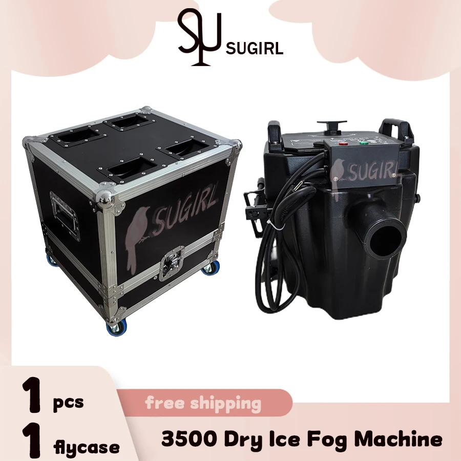 

0 Tax 1Pcs 3500w DMX Dry Ice Fog Machine With Flight Case Remote Low Lying Fog Machine Gound Smoke for Wedding Stage Performance