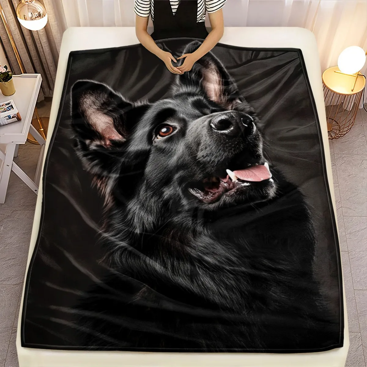 1pc a Portable Blanket Featuring a German Shepherd Design, Ideal for Home Decor And Suitable for Travel, Camping, Living Rooms,