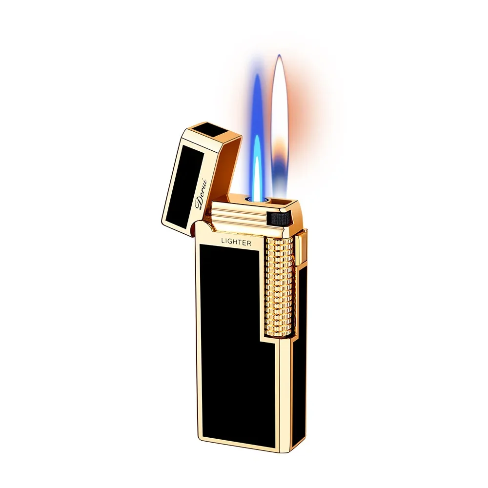 DERUI New Narrow Version Gas Lighter, Dual Flame Switching, Exquisite and Compact, Metal, Grinding Wheel, Gift for Men and Women - view 5