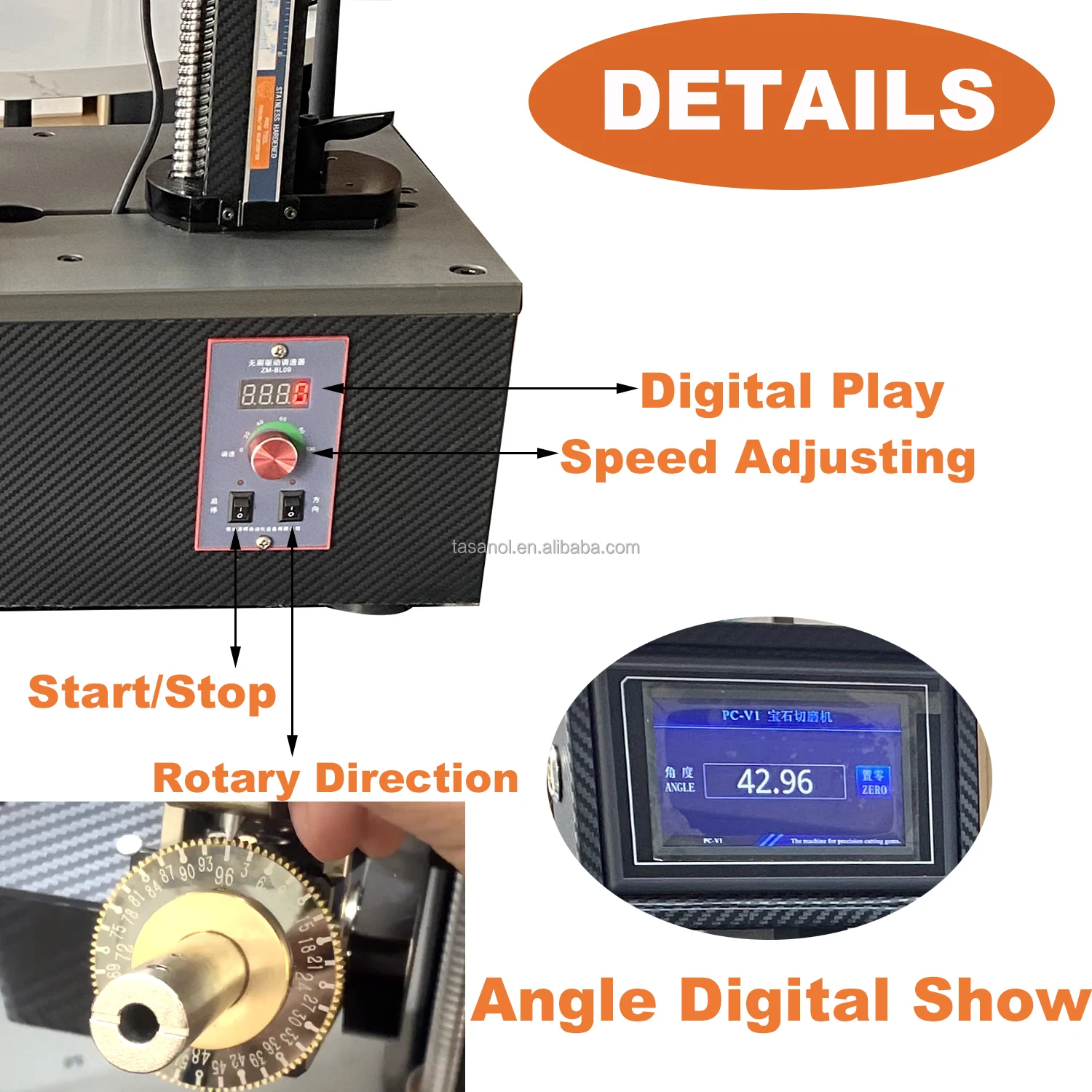 New Professional Digital Tasanol Steel Angel Jewelry Lapidary Tools Polishing And Automatic Gemstone Faceting Tool 3000rpm