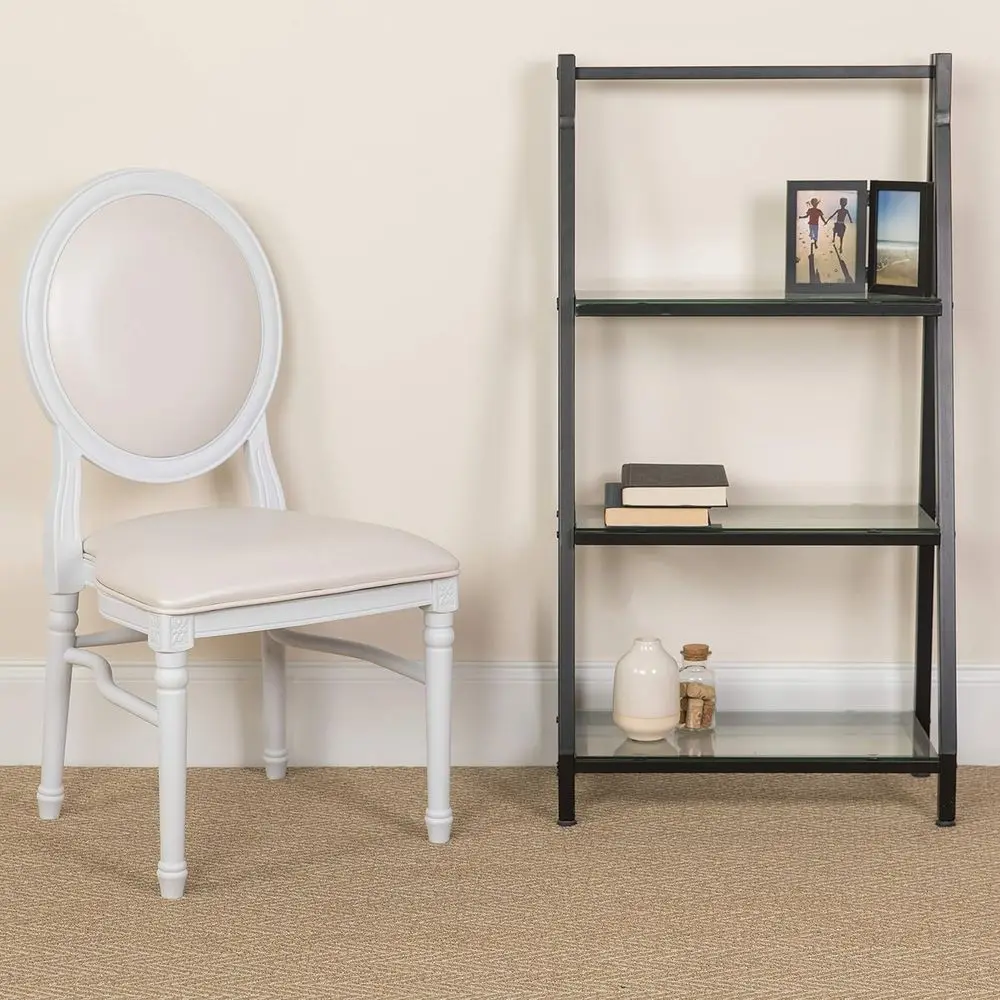 Louis Style Dining Chair with White Vinyl Upholstery
