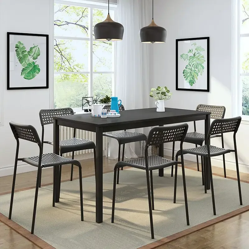 Formwell dining table for 110*70 set with 4 chairs MDF in Melamine with metal legs in powder coated, simplicity dining room set