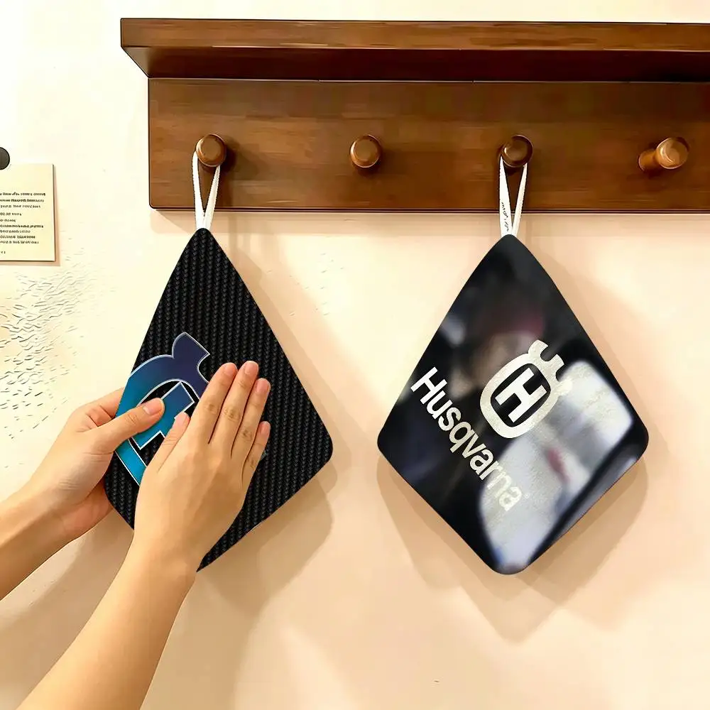 H-Husqvarnas logo Household Hanging Towel, Polyester Cotton Hand Wiping Towel, Sturdy for Bathroom Bedroom