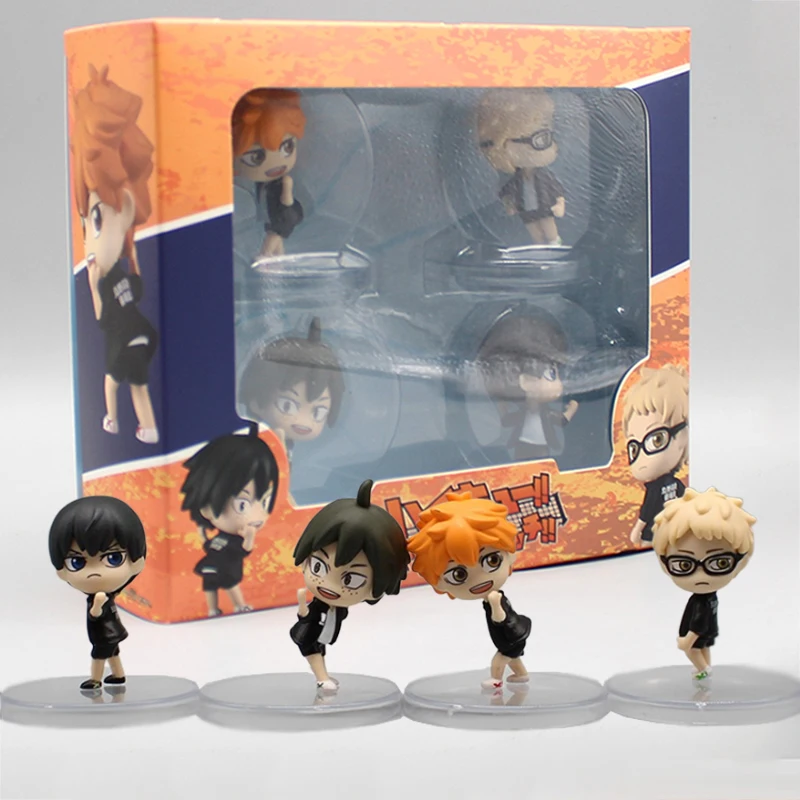 4pcs Volleyball Doll Figure Kei Tsukishima Shoyo Hinata Tobio Kageyama Tadashi Yamaguchi Figure Anime PVC Car Decorations Toys