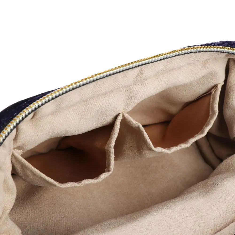 Women Organizing Brush Pouch Travel Embroidered Velvet Cosmetic Bag Portable Make Up Bag Star Moon Pattern