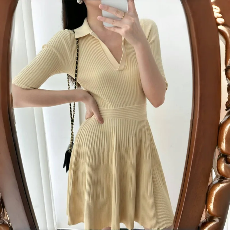 Fashion Knitted evening party Dresses for Women 2025 Summer New woman clothing Short Sleeve Elegant vestidos para mujer