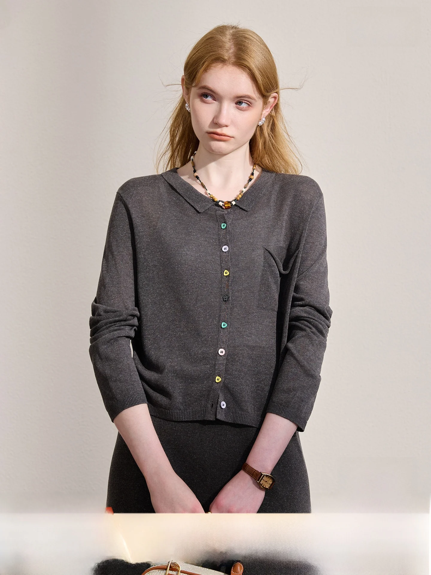Serene Lenzing Linen Knitted Cardigan Thin Long Sleeve Air Conditioning Outerwear Comfortable Soft Korean Style Women's Sweater