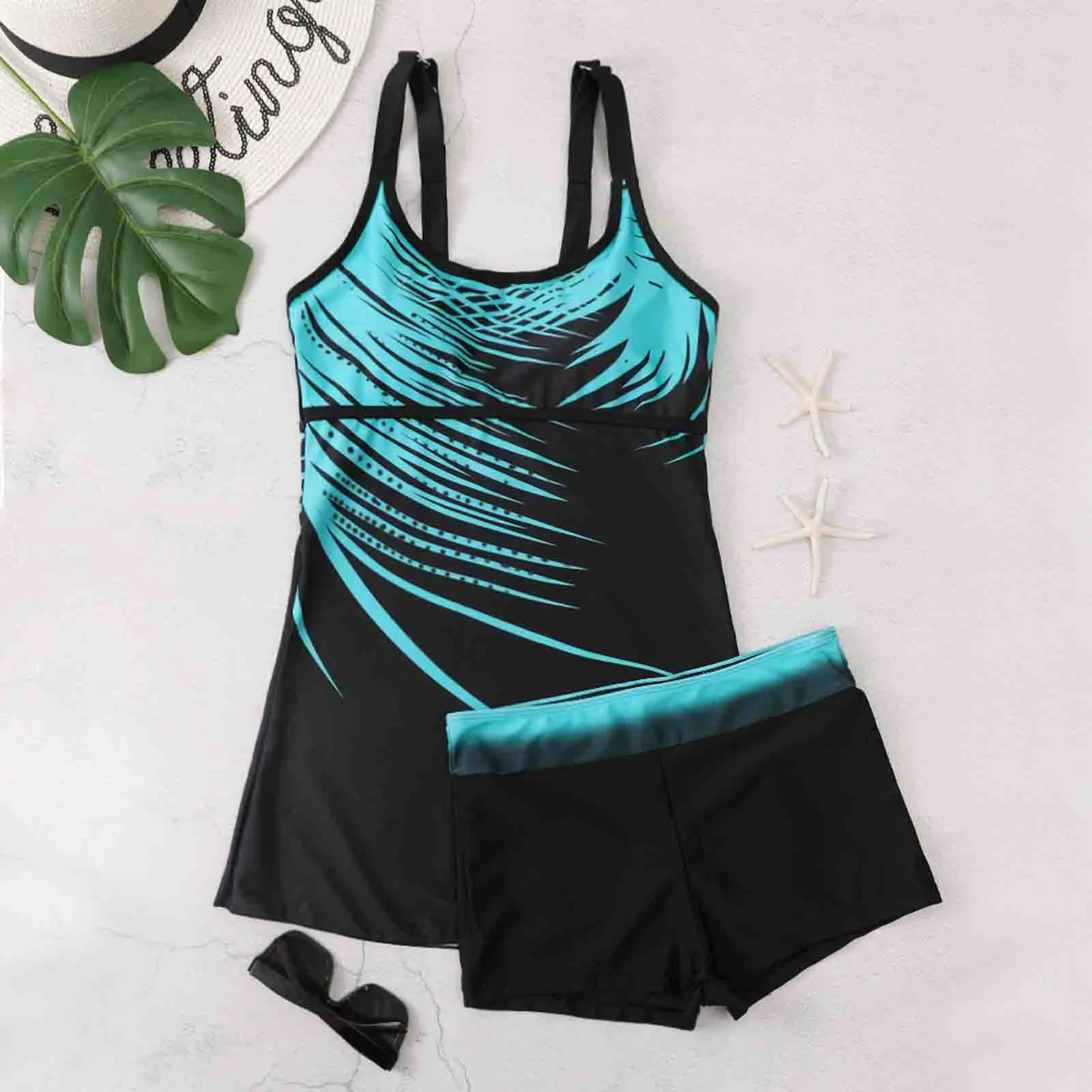 NACULAR Women Tankini Printed Floral Two Piece Beach Swimwear  Beachwear Sexy Swimsuit Bathing Suit Swim Dress2024 New Backless