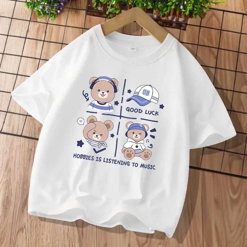 Cartoon printed children's T-shirt Summer Modal boys casual top stylish and handsome children's short sleeve fashion