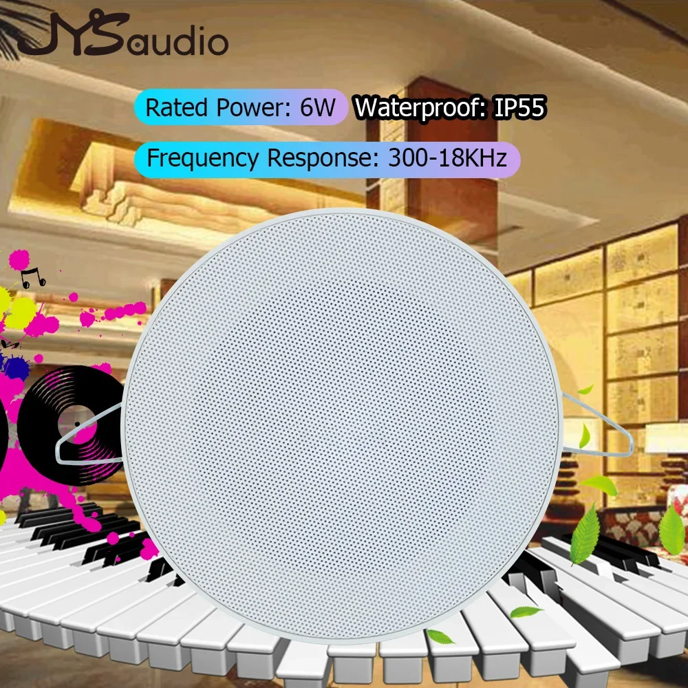 Waterproof Ceiling Speaker Mini 4 inch Stereo 100V 6W Loudspeaker Public Broadcast System Audio for Outdoor Park Swimming pools