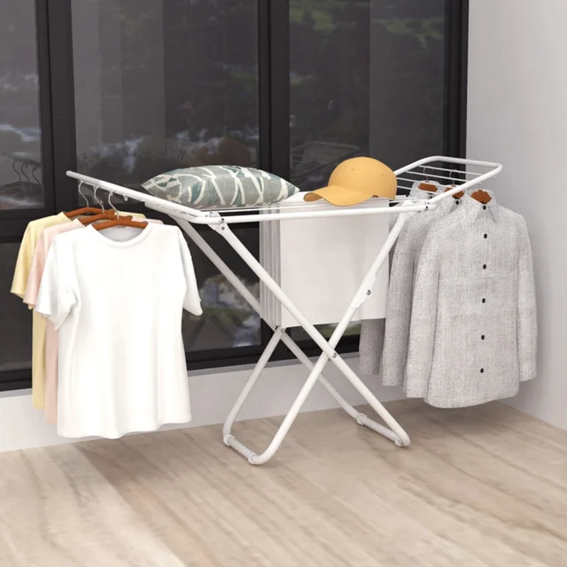 X-type Floor Drying Rack Balcony Folding Clothes Rack Indoor and Outdoor Installation Free Sunbed New