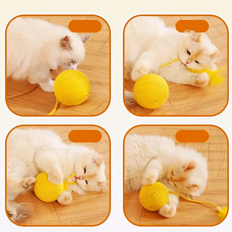 Juguetes para gatos bolas de plumas y cuerdas interactivas resistentes - imagen 4