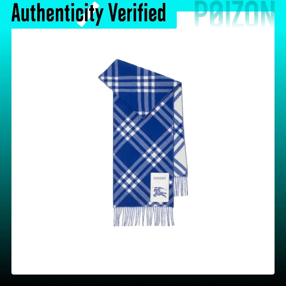 Burberry 100% Cashmere Knit Scarves Men's Knight Blue 80997101