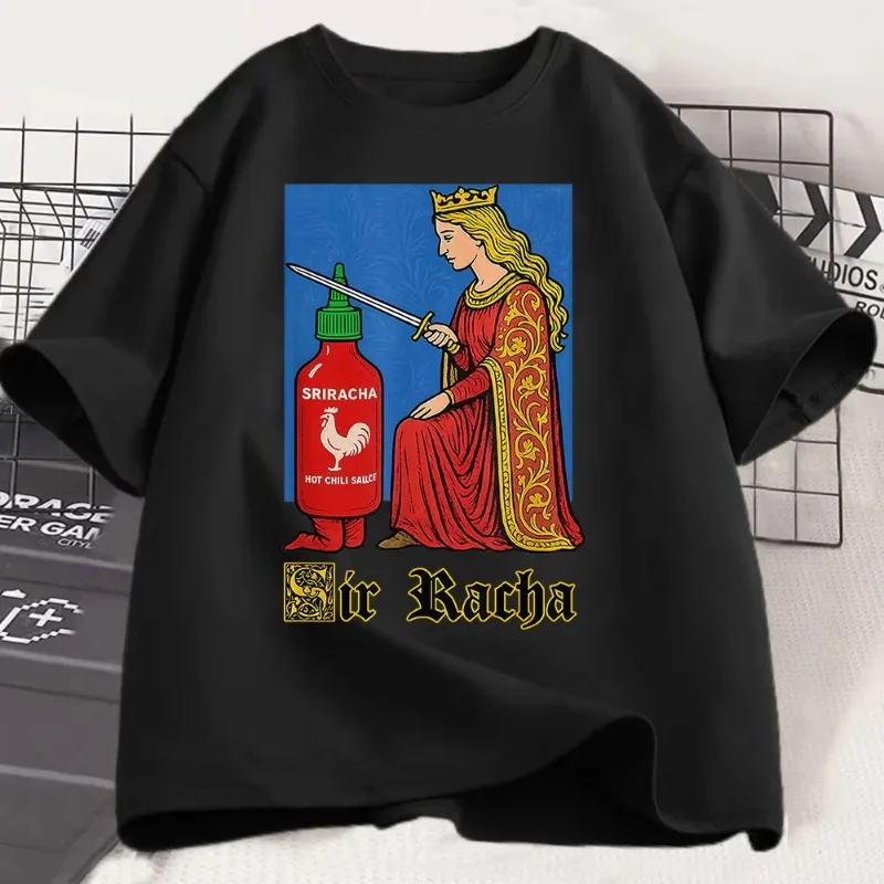 Camiseta con gráfico de salsa de Chile divertida de Sir Racha, ropa para hombres y mujeres, camisetas informales de algodón de manga corta de alta calidad, camisetas de moda