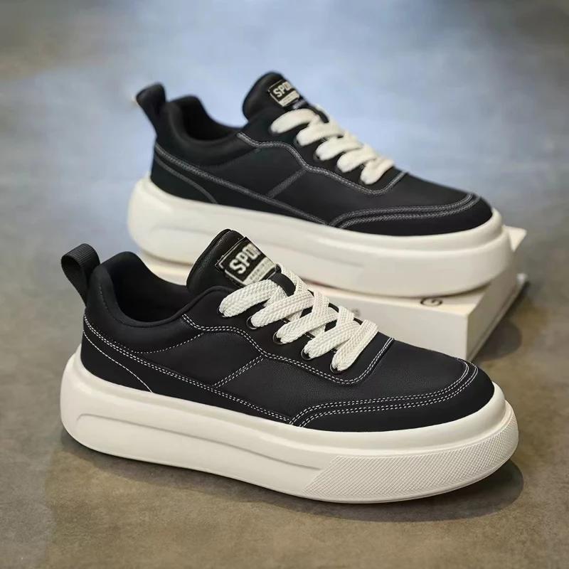 Korean version soft sole  male small white shoes anti slip casual student sports shoes men's height increasing board shoes