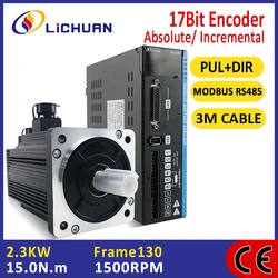 Lichuan A5 2.3KW Servo Motor AC Driver Kit 220V 1500RPM 9.5A 15N.m AC Servo Motor Drivers Kit for Packaging/Automated Machine